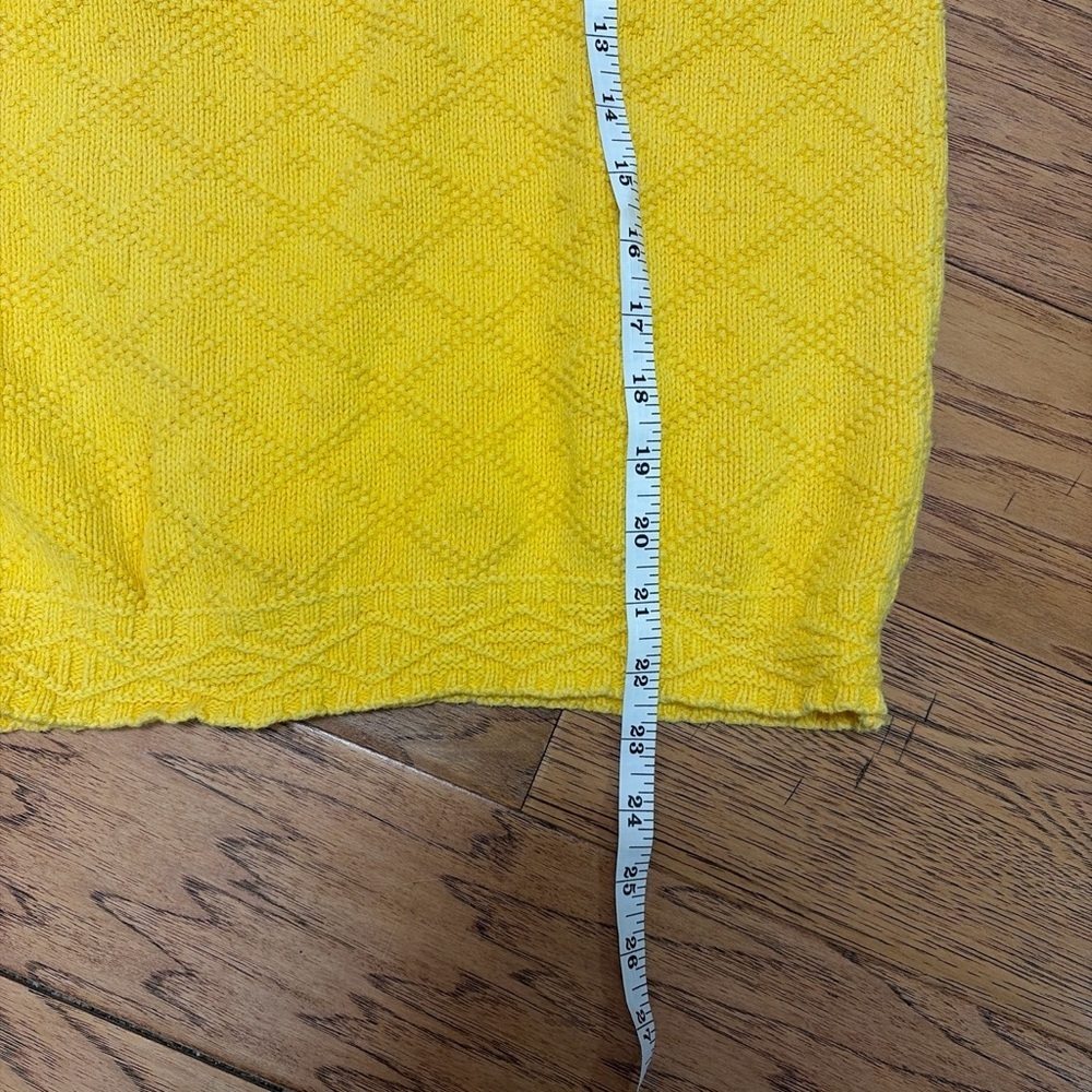 Bright Yellow Vintage V-Neck Textured Sweater Medium - Picture 5 of 7